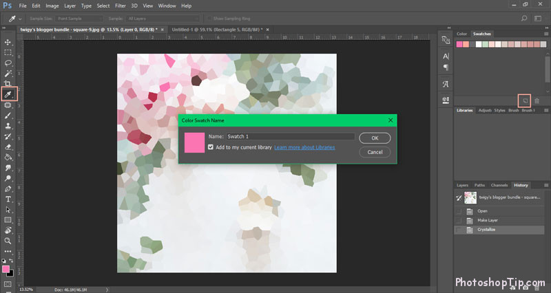 photoshop get color palette from image